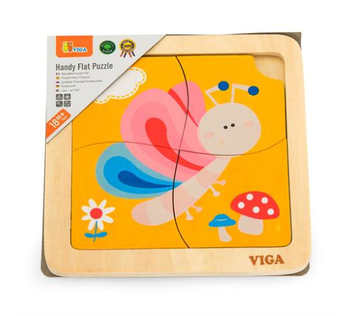 Дерев'яний мініпазл Viga Toys Метелик, 4 ел. (50136) Дерев'яний мініпазл Viga Toys Метелик, 4 ел. (50136)