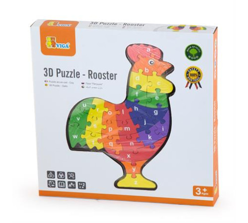 Дерев'яний пазл Viga Toys Півник по літерах (55244) (55244N) Дерев'яний пазл Viga Toys Півник по літерах (55244) (55244N)