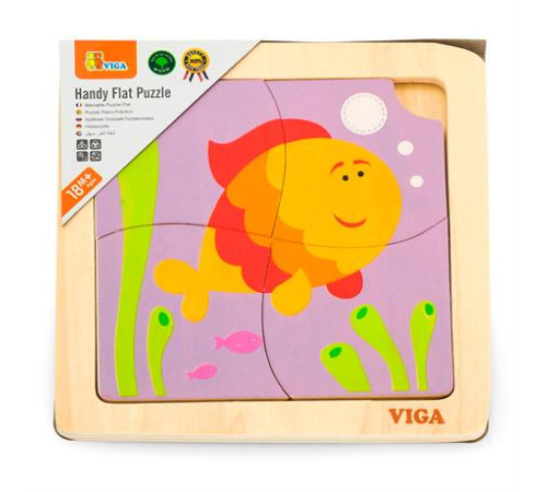 Дерев'яний мініпазл Viga Toys Рибка, 4 ел. (50144) Дерев'яний мініпазл Viga Toys Рибка, 4 ел. (50144)