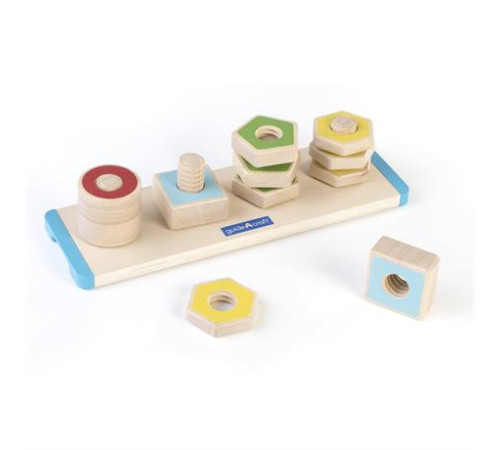 Дерев'яна логічна пірамідка Guidecraft Manipulatives Фігури на різьбі (G6901) Дерев'яна логічна пірамідка Guidecraft Manipulatives Фігури на різьбі (G6901)