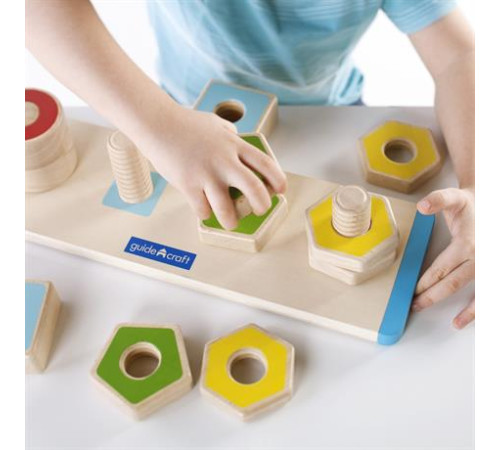 Дерев'яна логічна пірамідка Guidecraft Manipulatives Фігури на різьбі (G6901) Дерев'яна логічна пірамідка Guidecraft Manipulatives Фігури на різьбі (G6901)