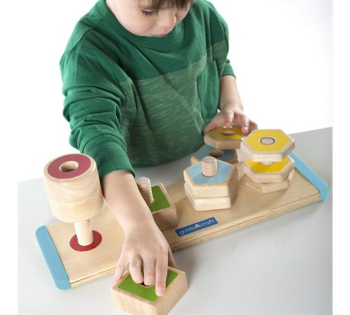 Дерев'яна логічна пірамідка Guidecraft Manipulatives Фігури на різьбі (G6901) Дерев'яна логічна пірамідка Guidecraft Manipulatives Фігури на різьбі (G6901)