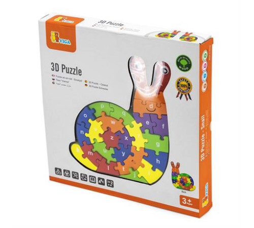 Дерев'яний пазл Viga Toys Равлик по літерах (55252) Дерев'яний пазл Viga Toys Равлик по літерах (55252)