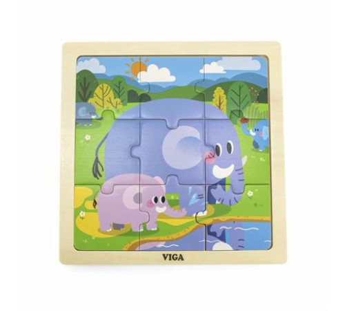 Дерев'яний пазл Viga Toys Слоники 9 ел. (44626) Дерев'яний пазл Viga Toys Слоники 9 ел. (44626)