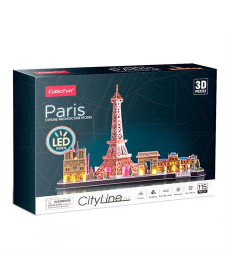 3D пазл CubicFun City Line з LED-підсвіткою Париж (L525h)