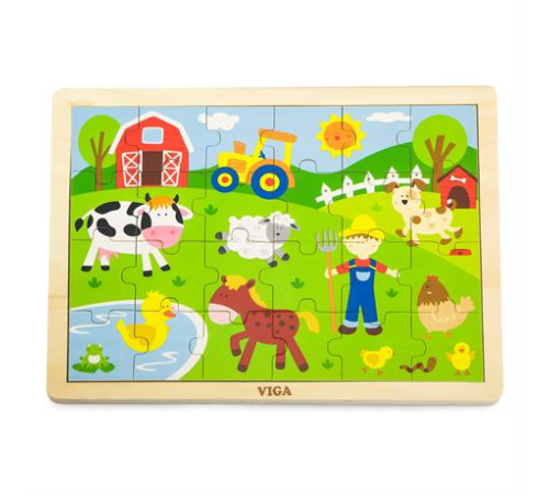 Дерев'яний пазл Viga Toys Ферма, 24 ел. (50197) Дерев'яний пазл Viga Toys Ферма, 24 ел. (50197)