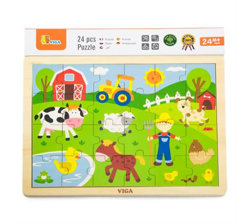 Дерев'яний пазл Viga Toys Ферма, 24 ел. (50197) Дерев'яний пазл Viga Toys Ферма, 24 ел. (50197)