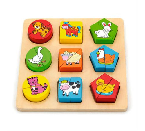 Дерев'яний пазл-сортер Viga Toys Фігури і звірята (59585) Дерев'яний пазл-сортер Viga Toys Фігури і звірята (59585)