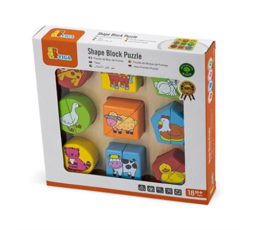 Дерев'яний пазл-сортер Viga Toys Фігури і звірята (59585) Дерев'яний пазл-сортер Viga Toys Фігури і звірята (59585)