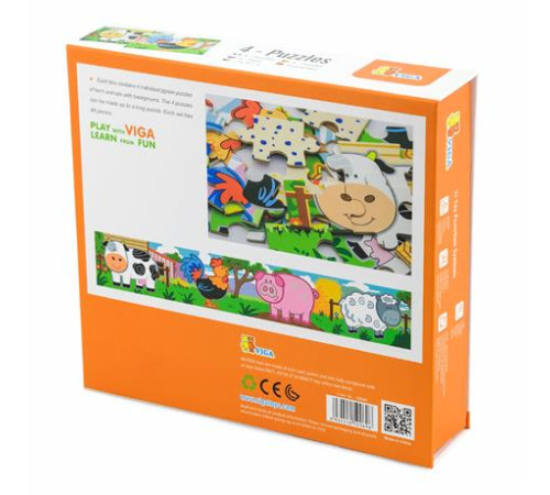 Дерев'яний пазл Viga Toys Ферма 4 в 1, 48 ел. (50069) Дерев'яний пазл Viga Toys Ферма 4 в 1, 48 ел. (50069)