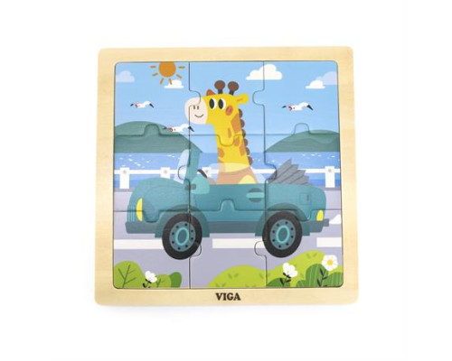 Дерев'яний пазл Viga Toys Автомобіль с жирафою 9 ел. (44629)