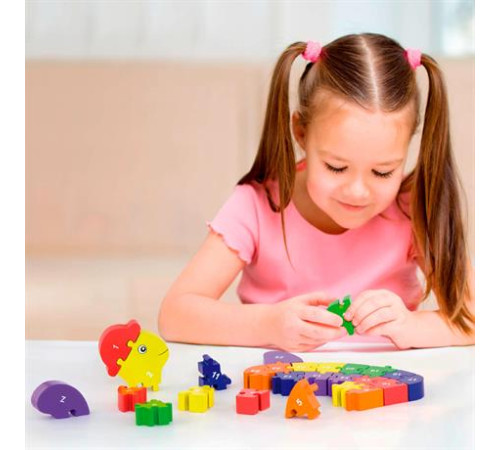 Дерев'яний пазл Viga Toys Черепаха по літерах і числах (55250) Дерев'яний пазл Viga Toys Черепаха по літерах і числах (55250)