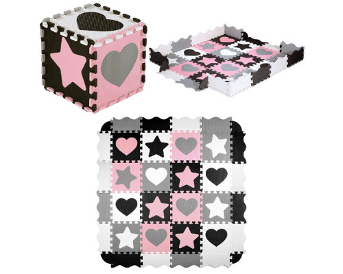 Пазл з манежем MD03 KID'S PLAYPEN PINK HEARTS 140x140CM NILS FUN 36 елементів