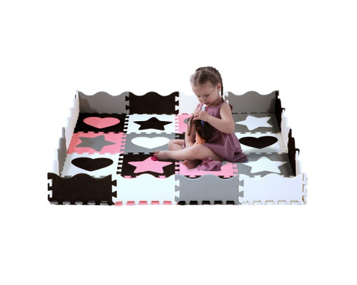 Пазл з манежем MD03 KID'S PLAYPEN PINK HEARTS 140x140CM NILS FUN 36 елементів