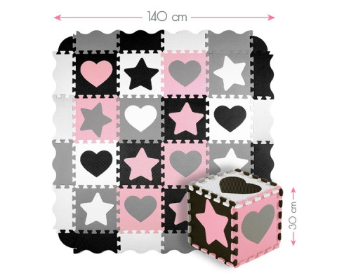 Пазл з манежем MD03 KID'S PLAYPEN PINK HEARTS 140x140CM NILS FUN 36 елементів