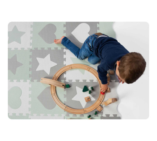 Килимок-пазл Ricokids 151x151 см 16 шт. м'ятно-сірий Килимок-пазл Ricokids 151x151 см 16 шт. м'ятно-сірий