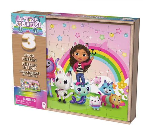 Пазл дерев'яний Spin Master 3в1 "Ляльковий будиночок Габбі" 21 х 28 см, 72 ел.