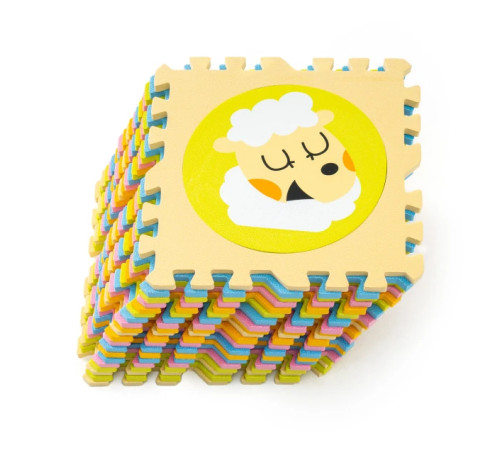 Дитячий килимок-пазл WCG Цифри та Звірі, 30 х 30 см 1 шт, різнокольоровий