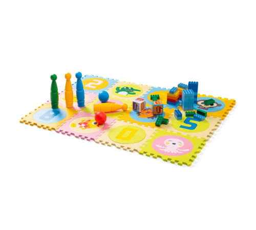 Дитячий килимок-пазл WCG Цифри та Звірі, 30 х 30 см 1 шт, різнокольоровий