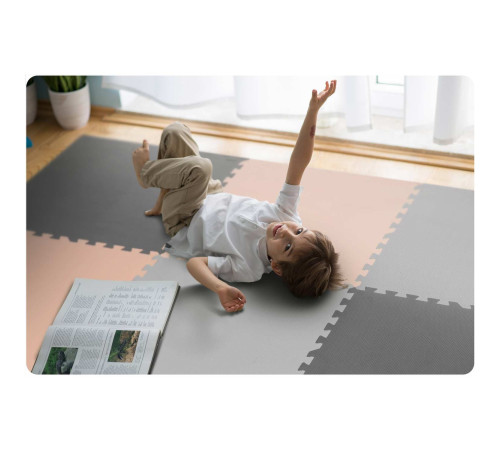 Килимок-пазл, шахівниця Ricokids 180x180 см 9 шт сіро-персиковий Килимок-пазл, шахівниця Ricokids 180x180 см 9 шт сіро-персиковий