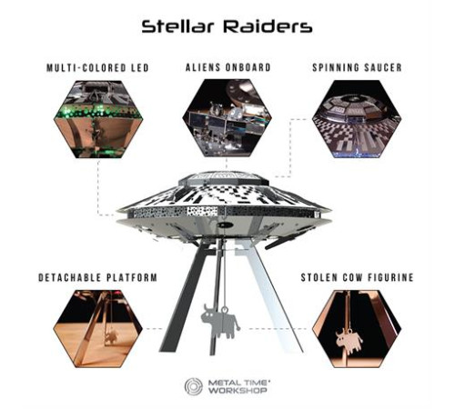 Колекційна модель-конструктор Metal Time Stellar Raiders НЛО з інопланетянами механічне (MT051) Колекційна модель-конструктор Metal Time Stellar Raiders НЛО з інопланетянами механічне (MT051)