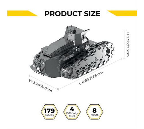 Колекційна модель-конструктор Metal Time Nimble Fighter Танк Renault FT-17 механічний (MT010) Колекційна модель-конструктор Metal Time Nimble Fighter Танк Renault FT-17 механічний (MT010)
