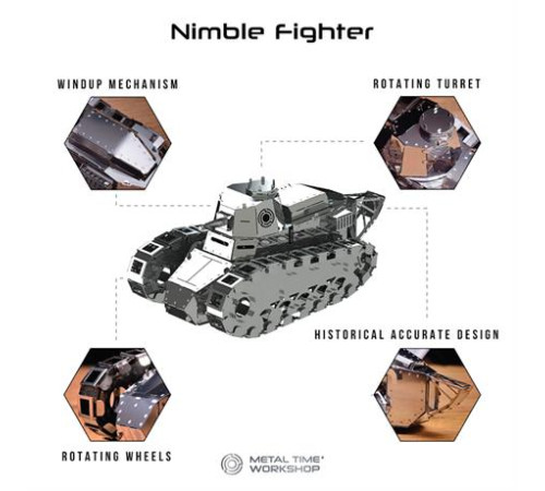 Колекційна модель-конструктор Metal Time Nimble Fighter Танк Renault FT-17 механічний (MT010) Колекційна модель-конструктор Metal Time Nimble Fighter Танк Renault FT-17 механічний (MT010)