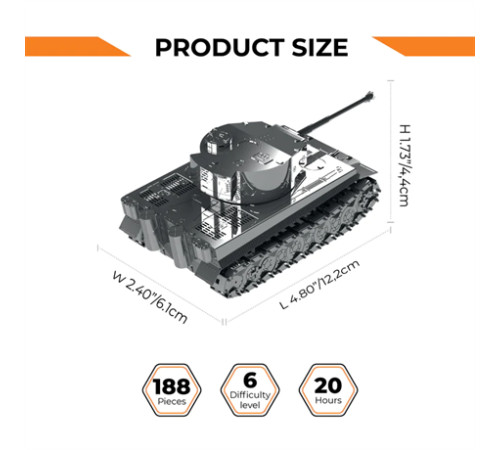 Колекційна модель-конструктор Metal Time Ponderous Panzer Heavy Tank Важкий танк Тигр (MT020) Колекційна модель-конструктор Metal Time Ponderous Panzer Heavy Tank Важкий танк Тигр (MT020)