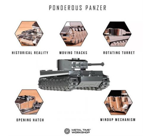Колекційна модель-конструктор Metal Time Ponderous Panzer Heavy Tank Важкий танк Тигр (MT020) Колекційна модель-конструктор Metal Time Ponderous Panzer Heavy Tank Важкий танк Тигр (MT020)