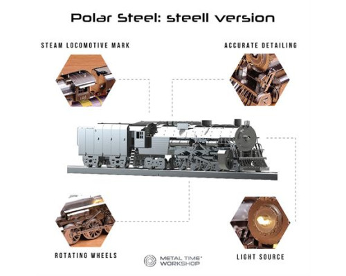 Колекційна модель-конструктор Metal Time Polar Steel Полярний експрес механічний (MT052ST)