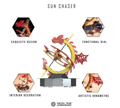 Колекційна модель-конструктор Metal Time Sun Chaser Dragon Stand Clock Сонячний годинник (MT025) Колекційна модель-конструктор Metal Time Sun Chaser Dragon Stand Clock Сонячний годинник (MT025)