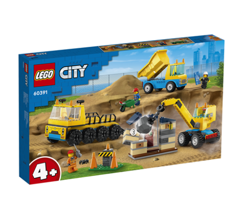 Конструктор LEGO City Construction Будівельні вантажівки та кулястий таран 235 ел. (60391)