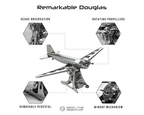 Колекційна модель-конструктор Metal Time Remarkable Douglas Літак DC-3 механічний (MT057)