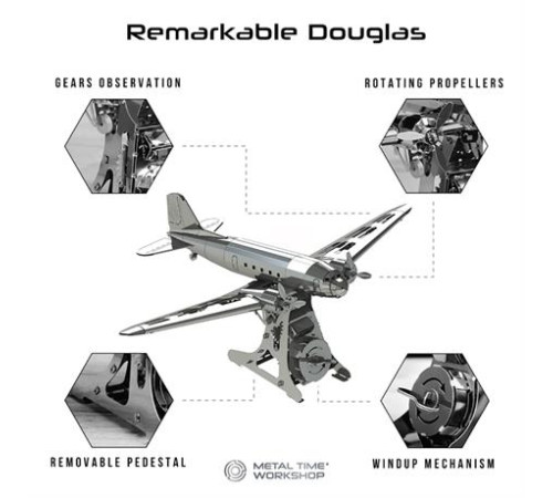 Колекційна модель-конструктор Metal Time Remarkable Douglas Літак DC-3 механічний (MT057) Колекційна модель-конструктор Metal Time Remarkable Douglas Літак DC-3 механічний (MT057)