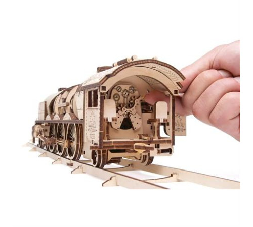 Дерев'яний механічний 3D конструктор Ugears Локомотив з тендером V-Експрес (70058) Дерев'яний механічний 3D конструктор Ugears Локомотив з тендером V-Експрес (70058)