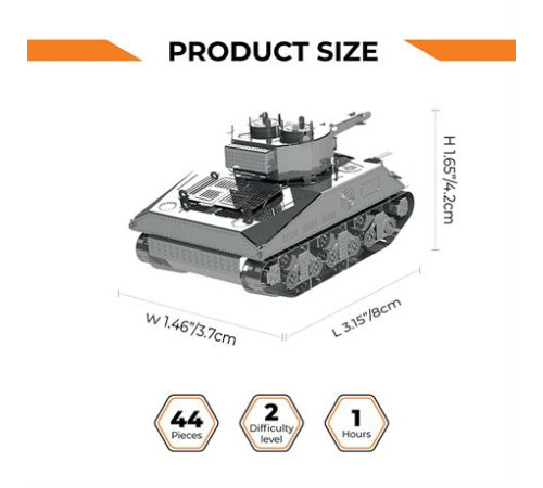 Колекційна модель-конструктор Metal Time World of Tanks танк M4 Sherman (MT070) Колекційна модель-конструктор Metal Time World of Tanks танк M4 Sherman (MT070)