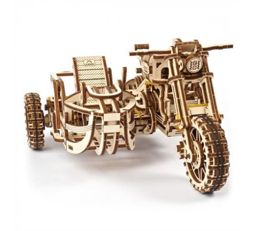 Дерев'яний механічний 3D конструктор Ugears Мотоцикл Scramber з коляскою (70137) Дерев'яний механічний 3D конструктор Ugears Мотоцикл Scramber з коляскою (70137)