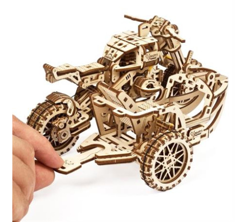 Дерев'яний механічний 3D конструктор Ugears Мотоцикл Scramber з коляскою (70137) Дерев'яний механічний 3D конструктор Ugears Мотоцикл Scramber з коляскою (70137)