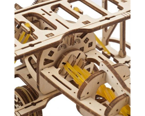 Дерев'яний механічний 3D конструктор Ugears Мінібіплан (70159)