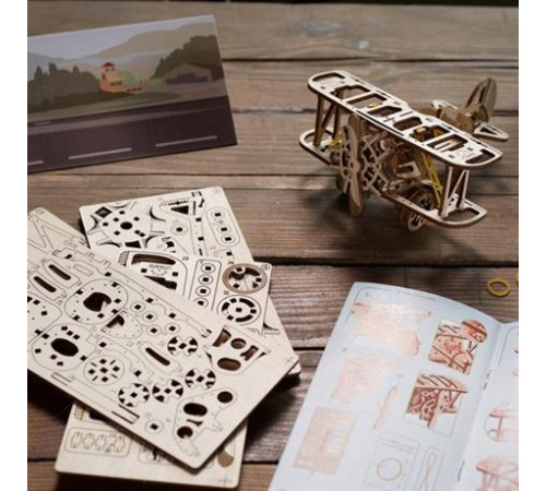 Дерев'яний механічний 3D конструктор Ugears Мінібіплан (70159) Дерев'яний механічний 3D конструктор Ugears Мінібіплан (70159)