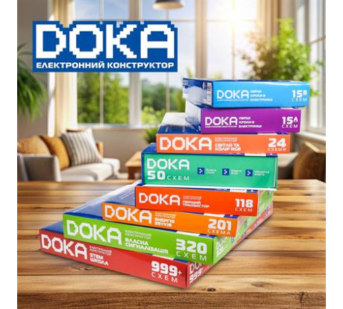 Електронний конструктор Doka Альтернативна енергія 50 схем (D70711) Електронний конструктор Doka Альтернативна енергія 50 схем (D70711)