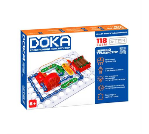 Електронний конструктор Doka Перший транзистор 118 схем (D70701) Електронний конструктор Doka Перший транзистор 118 схем (D70701)
