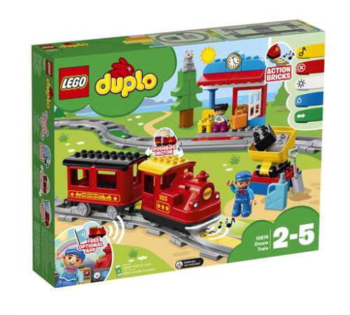 Конструктор LEGO DUPLO Town Паровоз на паровій тязі 59 деталей (10874) Конструктор LEGO DUPLO Town Паровоз на паровій тязі 59 деталей (10874)