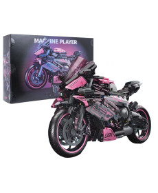Дитячий конструктор Ramiz Мотоцикл-гонщик 2066 ел, чорно-рожевий