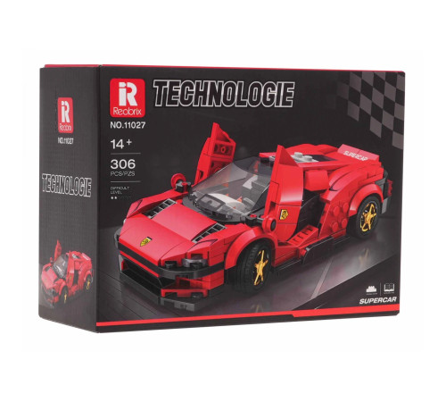 Дитячий конструктор Reobrix 11027 Спортивний автомобіль 306 ел, червоний