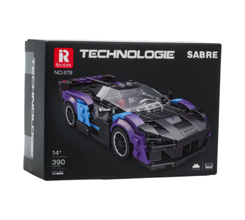Дитячий конструктор Reobrix 678 Спортивний автомобіль 390 ел, чорно-синій