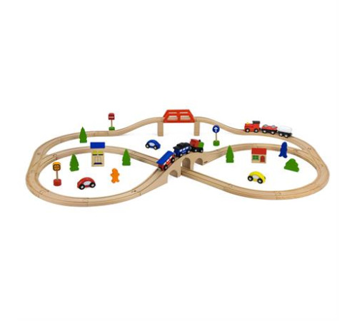 Іграшкова залізниця Viga Toys дерев'яна 49 ел. (56304) Іграшкова залізниця Viga Toys дерев'яна 49 ел. (56304)