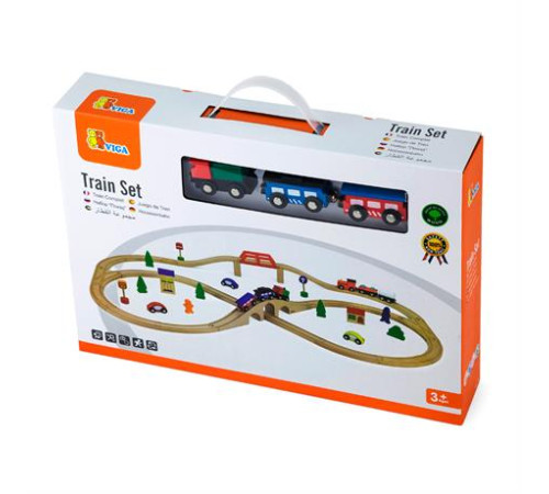 Іграшкова залізниця Viga Toys дерев'яна 49 ел. (56304) Іграшкова залізниця Viga Toys дерев'яна 49 ел. (56304)
