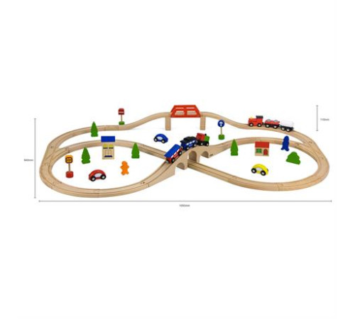 Іграшкова залізниця Viga Toys дерев'яна 49 ел. (56304) Іграшкова залізниця Viga Toys дерев'яна 49 ел. (56304)