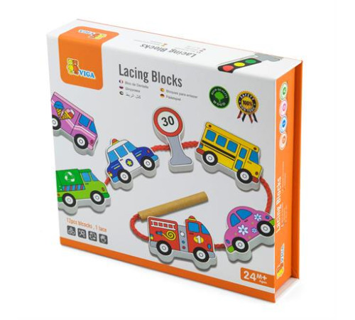 Дерев'яна шнурівка Viga Toys Автотранспорт (59851) Дерев'яна шнурівка Viga Toys Автотранспорт (59851)
